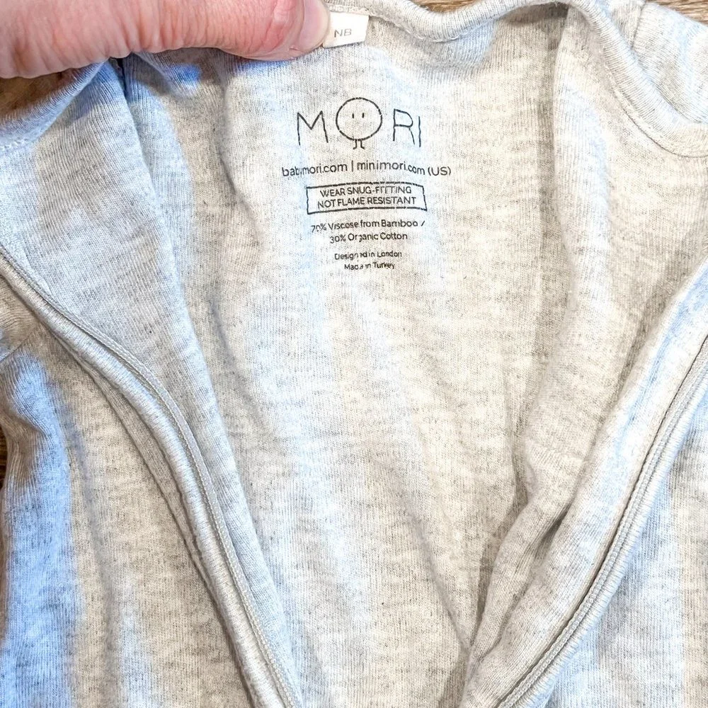 MORI Baby Light Gray Baby Footie One-Piece with Front Zip
